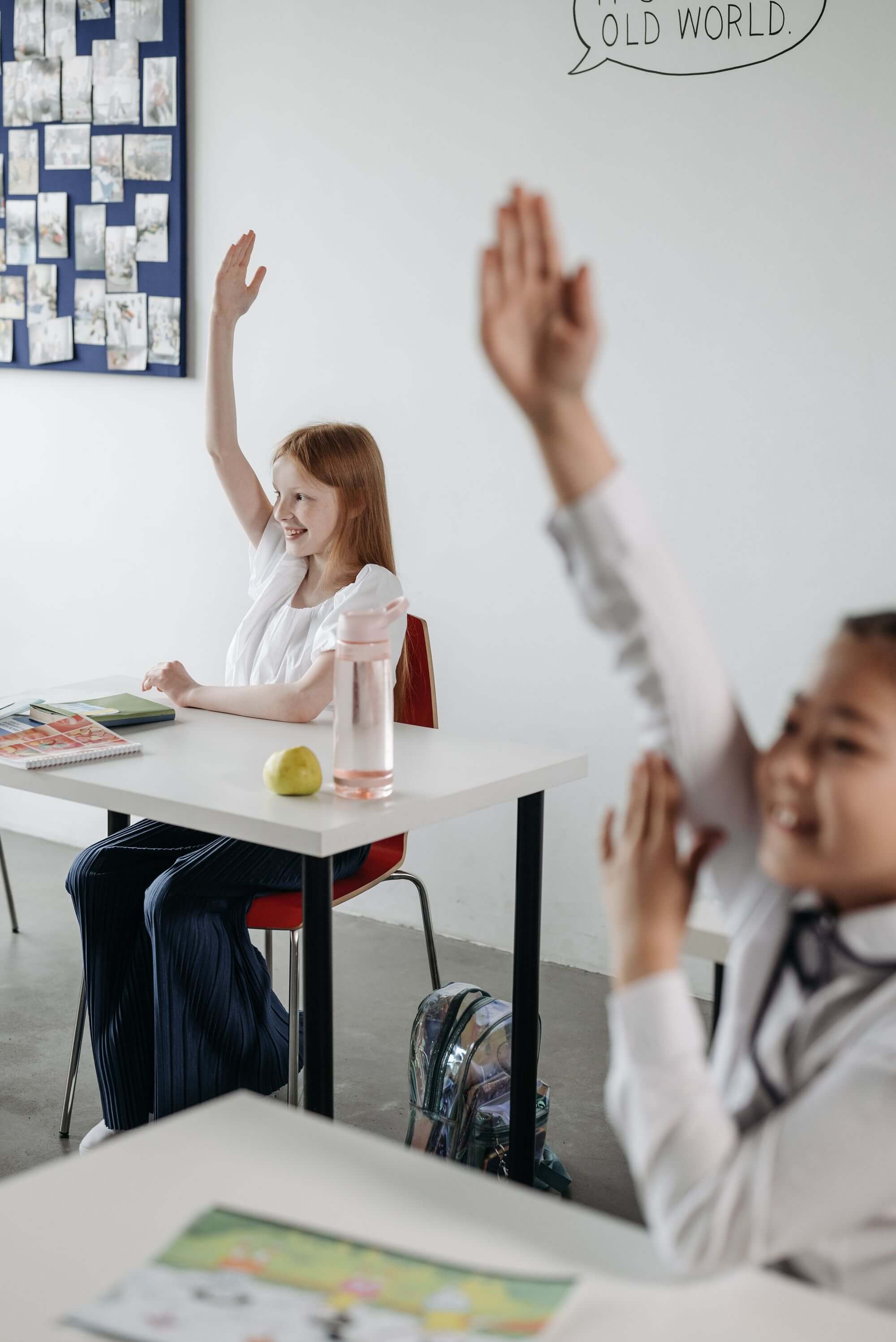 Colorful classroom shelves and learning materials